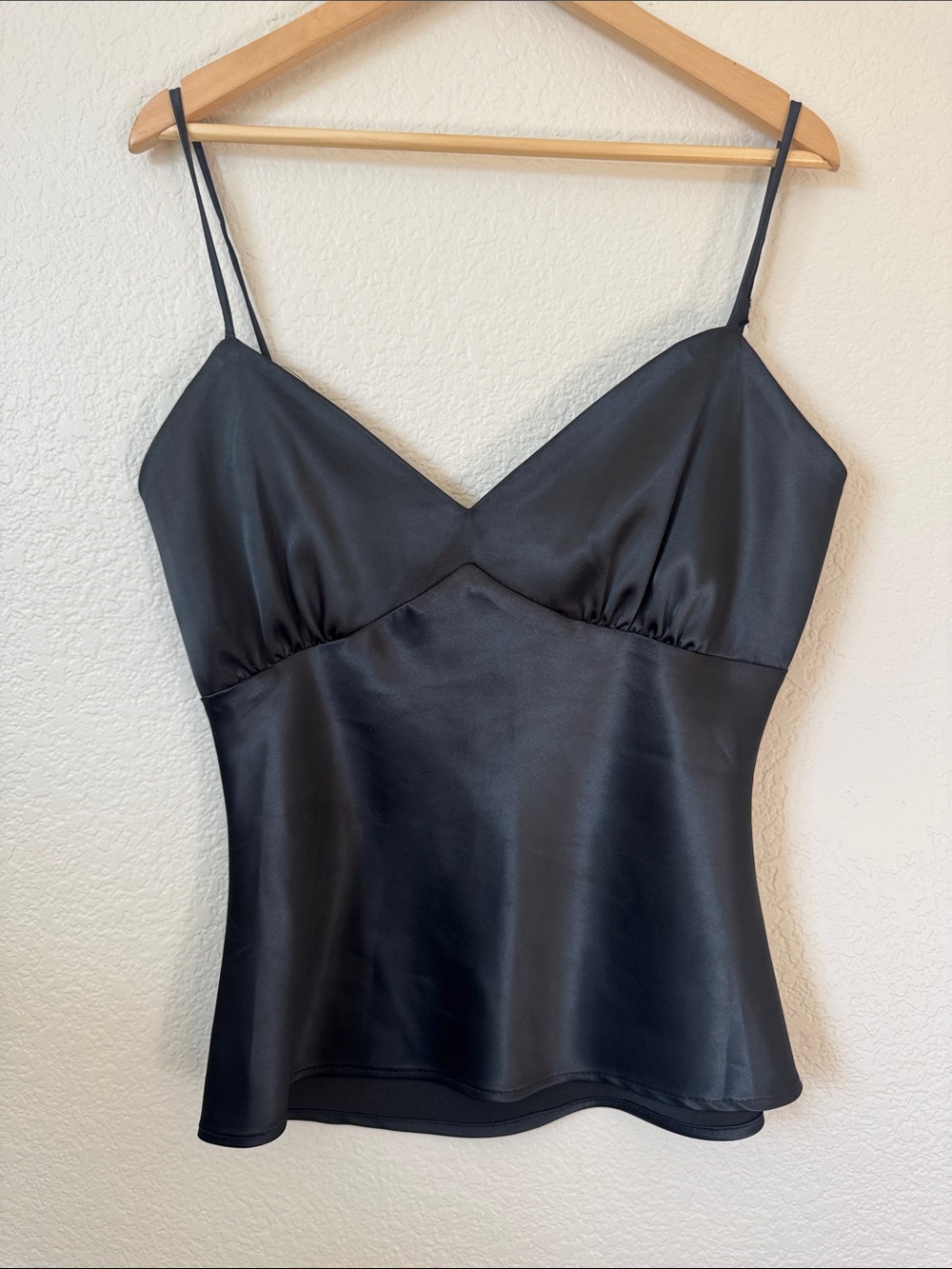 Black Satin Spaghetti Strap Cami Top Size Medium